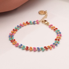 Golden Multicoloured Leaf Droplet Bracelet by Peace of Mind